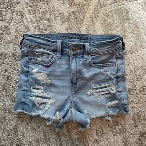 American Eagle High-Rise Shortie Distressed Denim Shorts